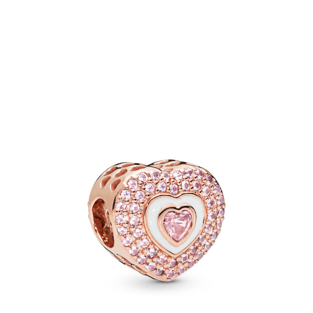 パンドラ pink pavé heart チャーム