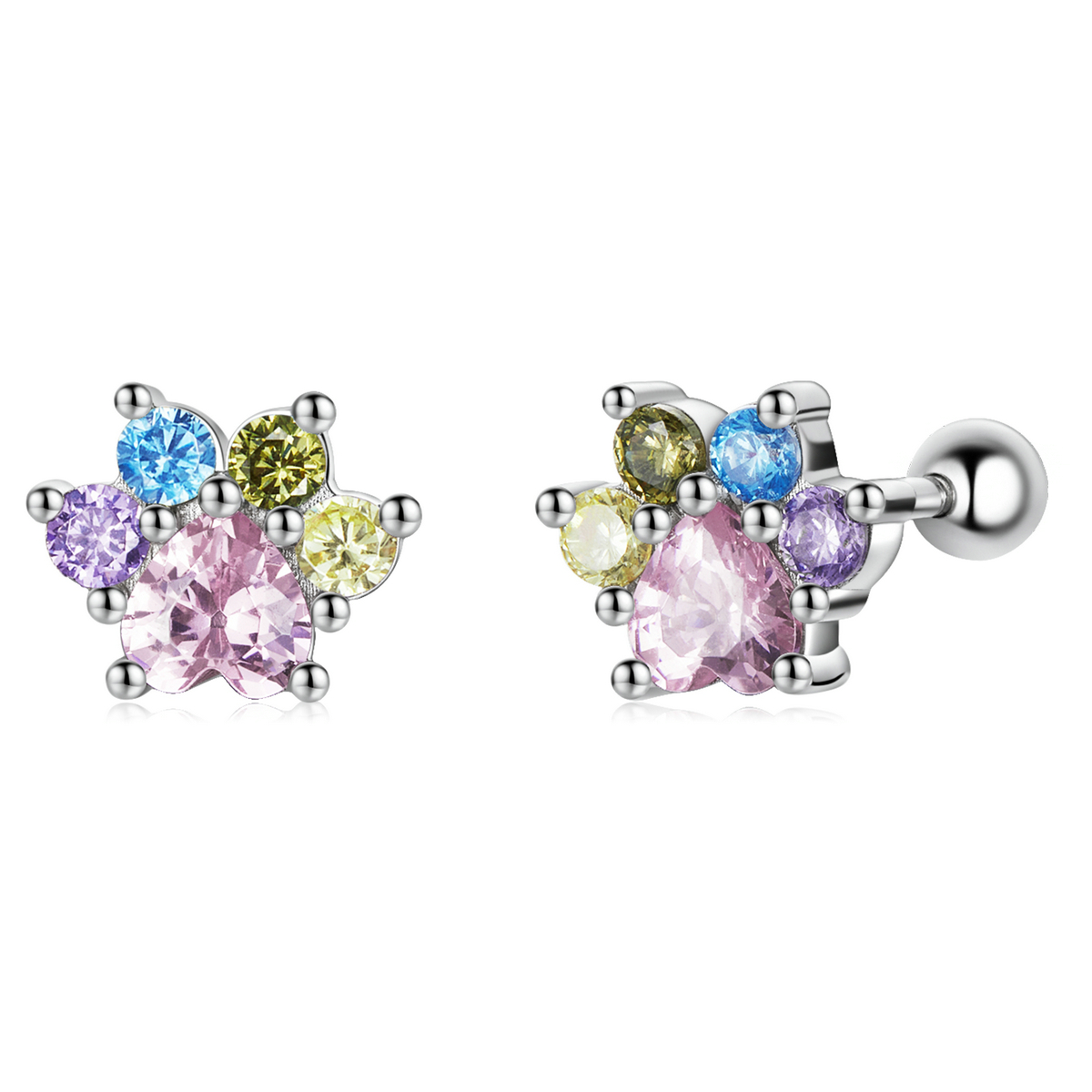 pandoraスタイルのカラフルなジルコニウムのかわいいクローピアス sce1334